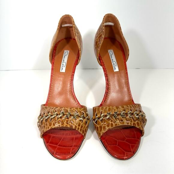 Oscar de la Renta Red and Brown Heels - Picture 4 of 14